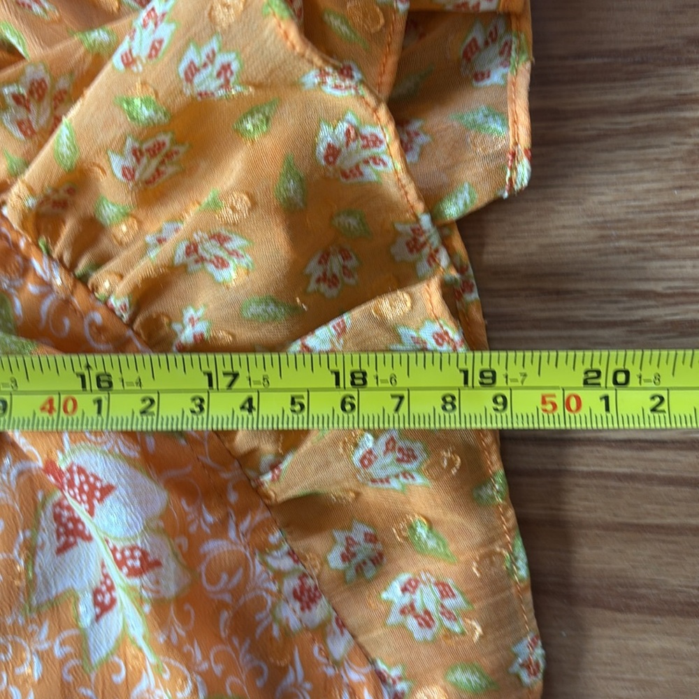 Orange Floral Flutter Sleeve Blouse Medium Cottagecore Boho Spring Anthropologie - Picture 12 of 12